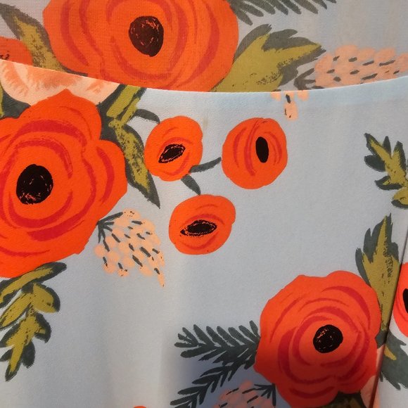 Rare Paper Crown x Rifle Paper Co Blue Floral Swing Dress S Anthropologie - Picture 3 of 4